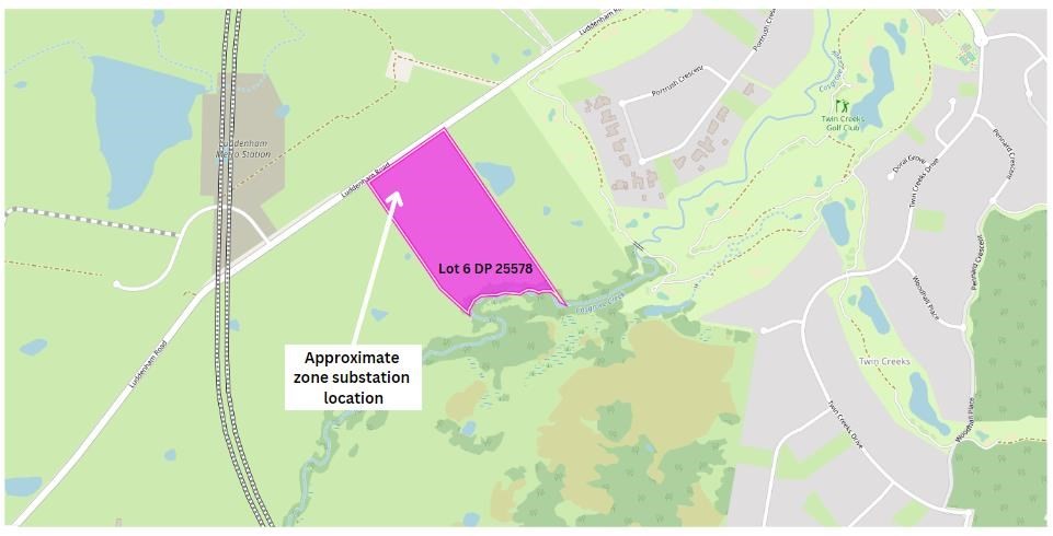 Approximate location of Sydney Science Park Zone Substation